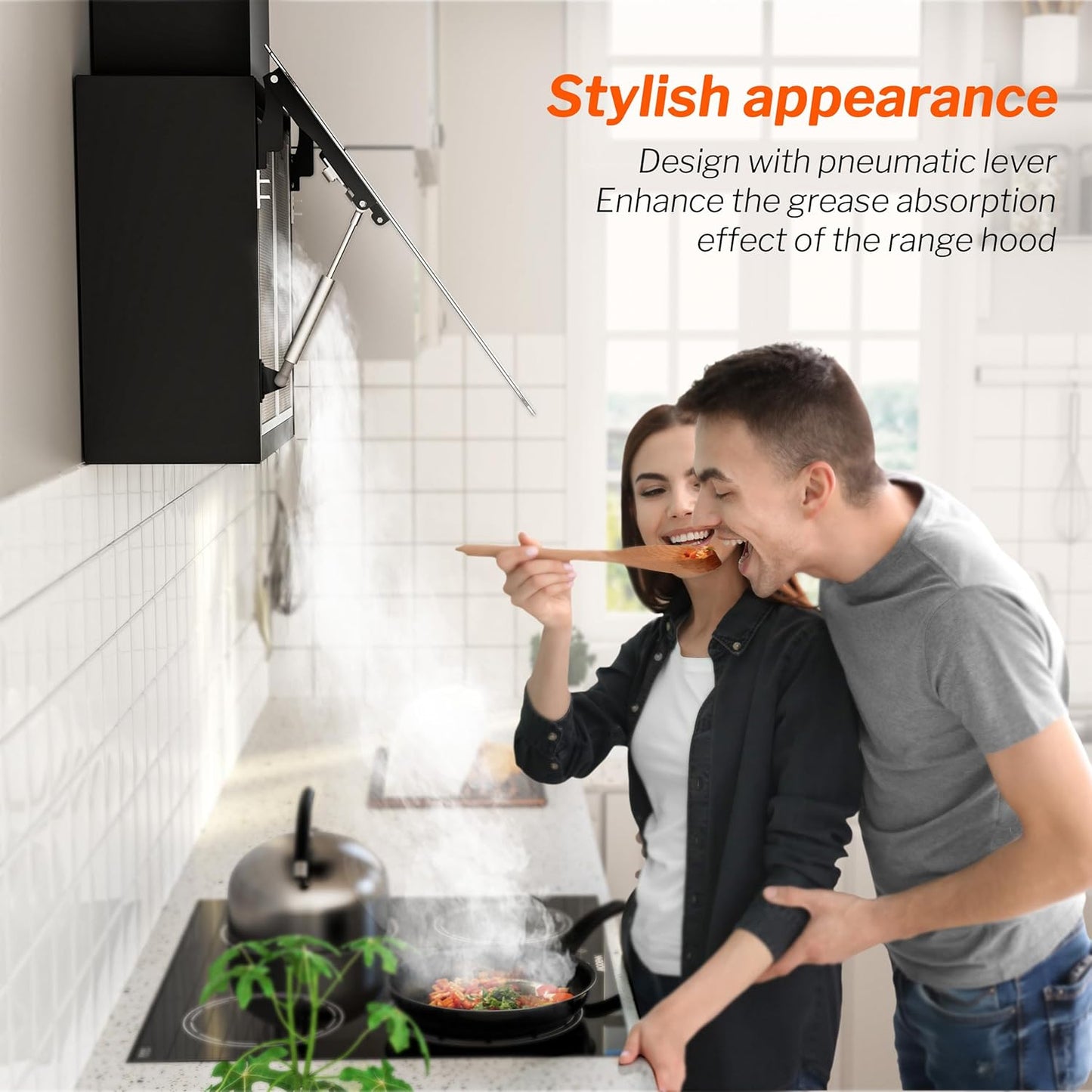 FIREGAS Range Cooker Hood 60cm, Tempered Glass & Stainless Steel Extractor Hood