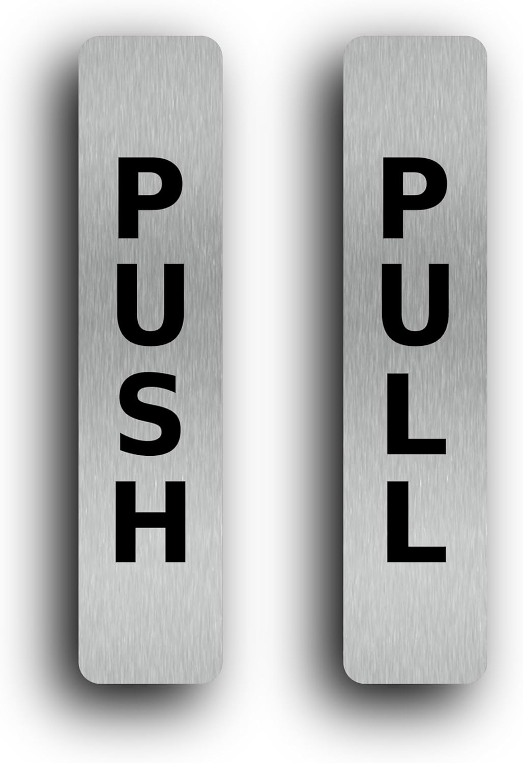 SILVER Push Pull Set Pair of Door Signs