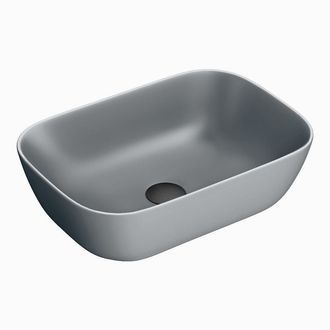 Arezzo Matt Grey Curved Rectangular Counter Top Basin - 465x325mm