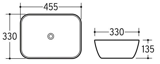 Arezzo Matt Grey Curved Rectangular Counter Top Basin - 465x325mm
