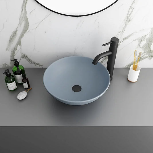Arezzo Matt Grey Round Counter Top Basin - 400x400mm