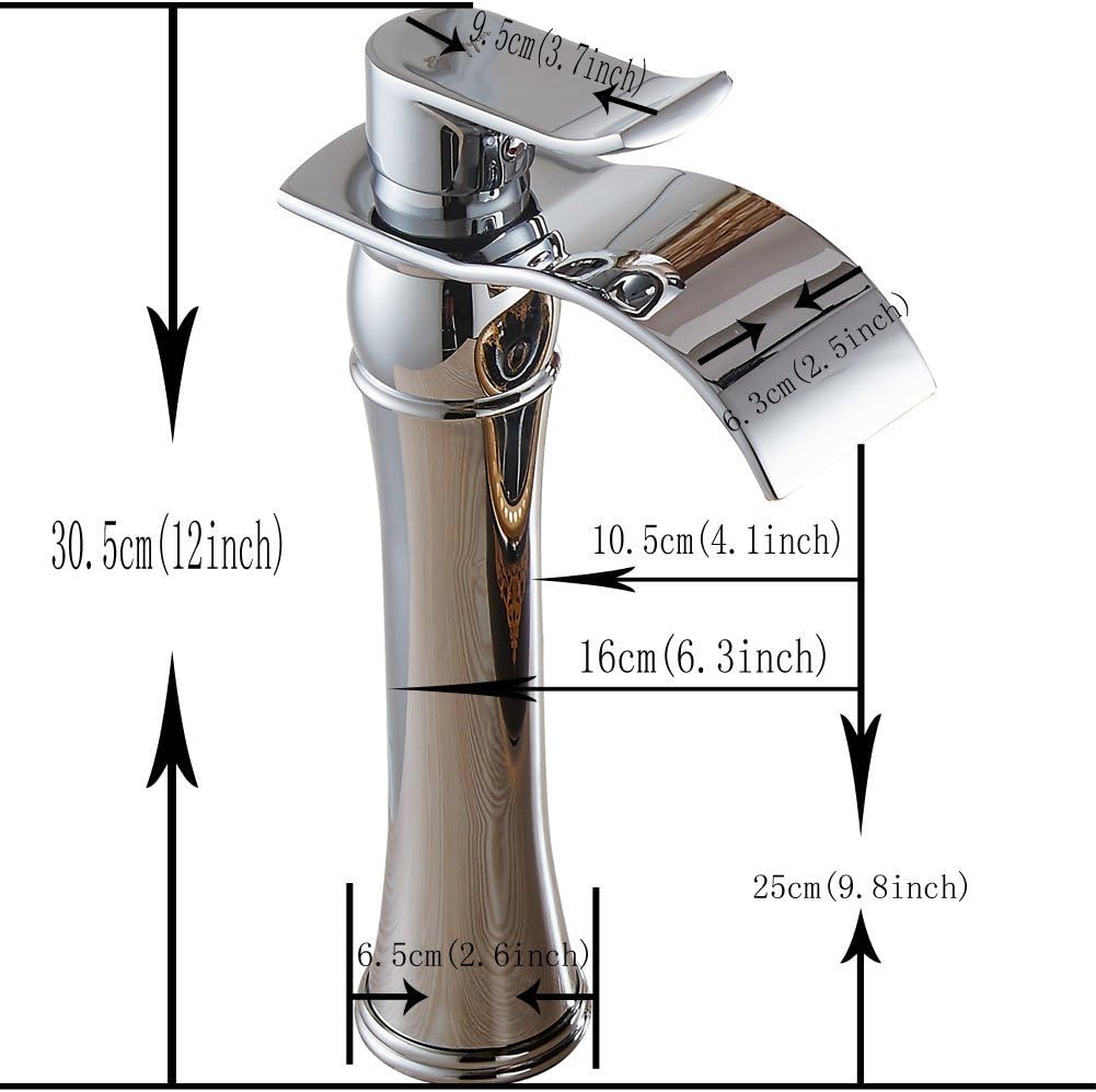 Fashion Modern Chrome Finish Bathroom Tall Basin Faucet Waterfall Sink Mixer Tap