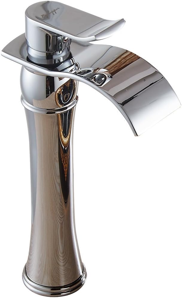 Fashion Modern Chrome Finish Bathroom Tall Basin Faucet Waterfall Sink Mixer Tap