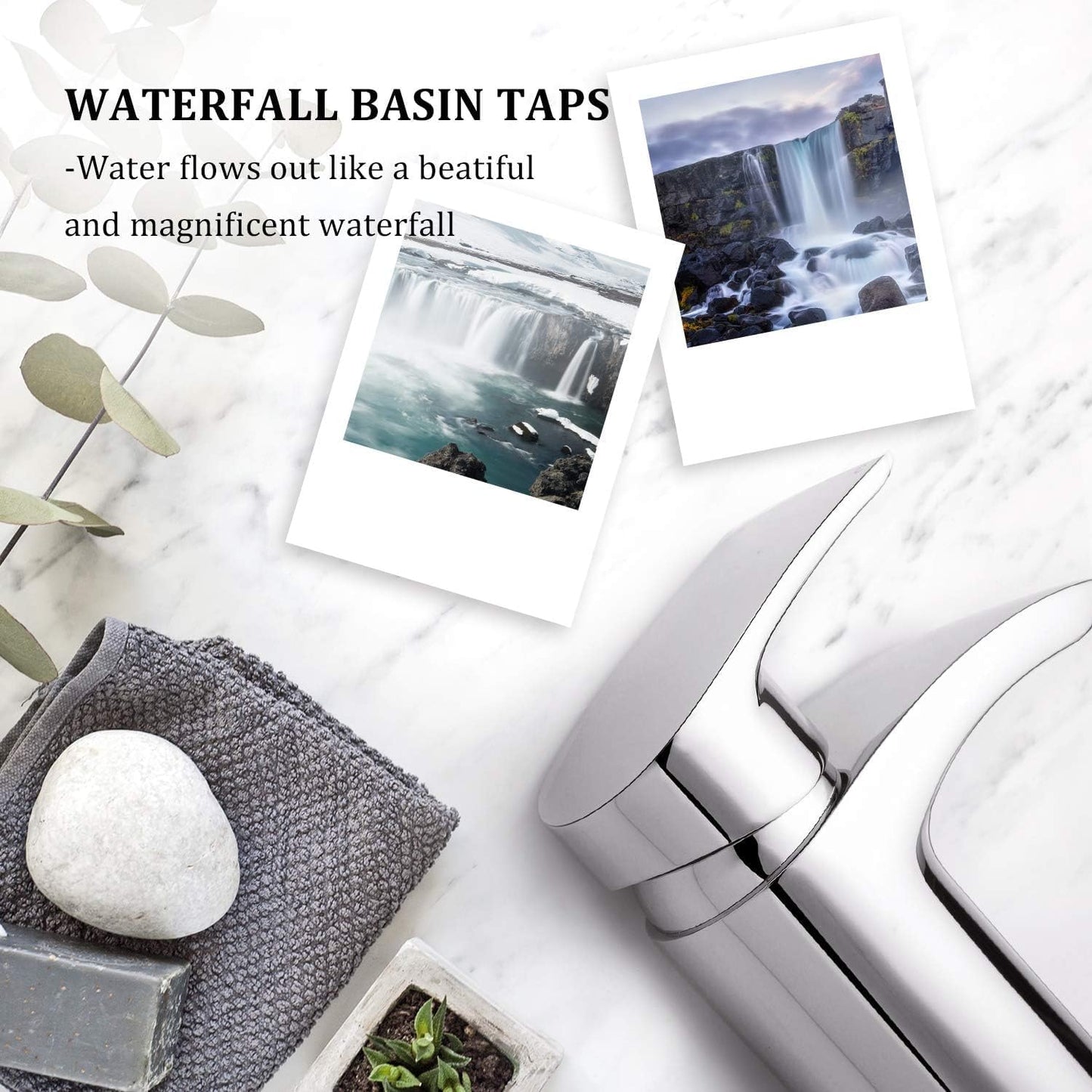 Funime Basin Mixer Tap Waterfall Spout with Waste