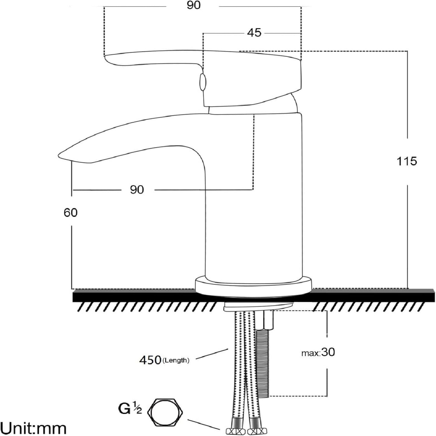 Funime Basin Mixer Tap Waterfall Spout with Waste