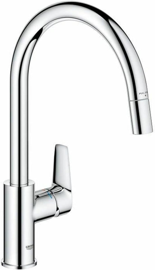 GROHE Start Edge QuickFix – 1 Lever Kitchen Sink Mixer Tap with Pull-Out Function