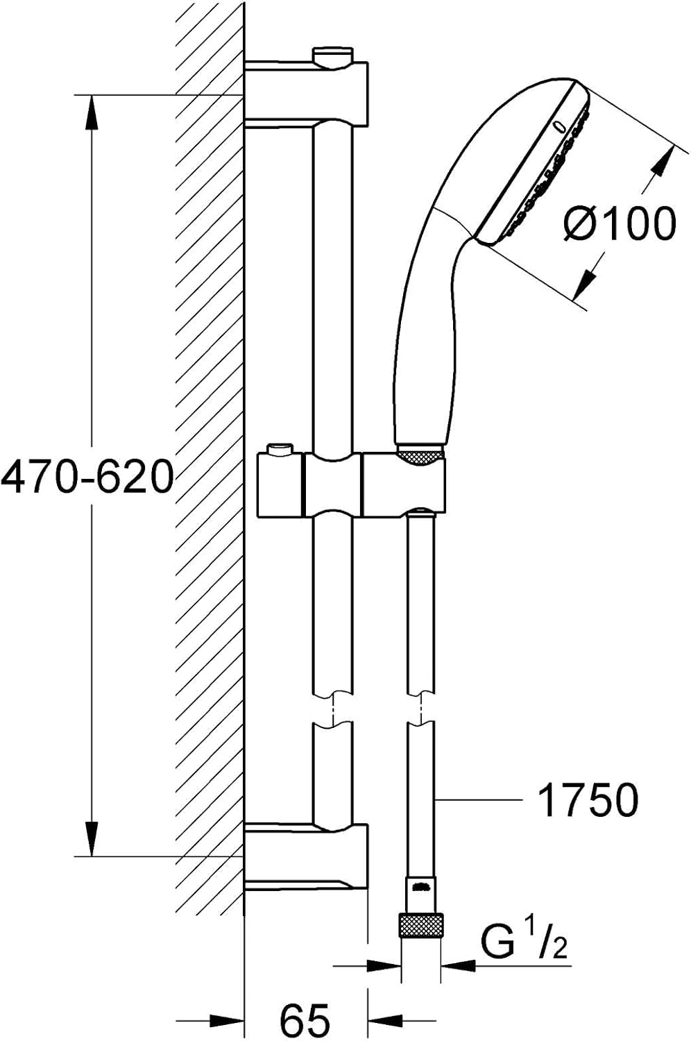 GROHE Vitalio Start 100 QuickFix - Shower Rail Set