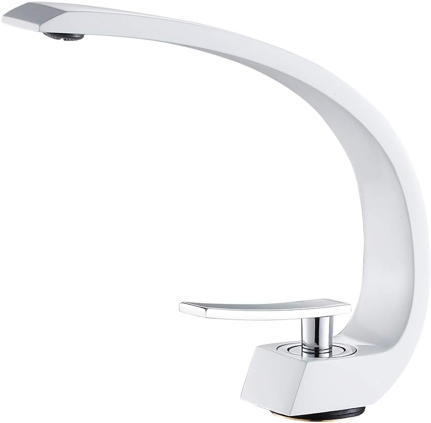 Ghopy White Single Lever Brass Basin Mixer Tap