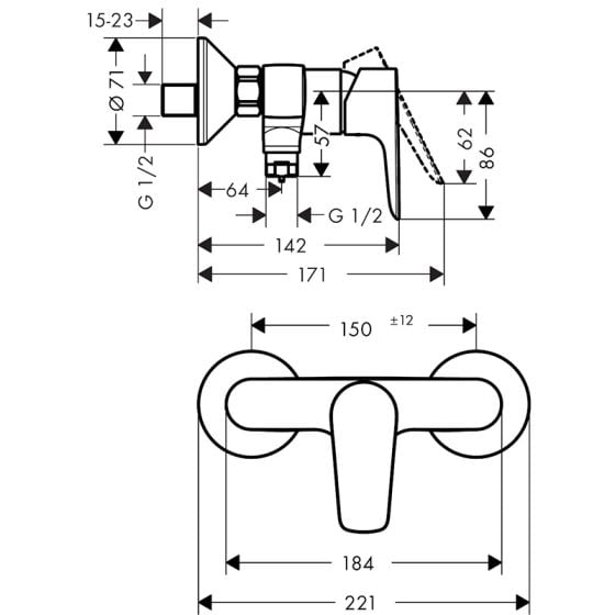 hansgrohe Talis E Single Lever Manual Shower Mixer Tap