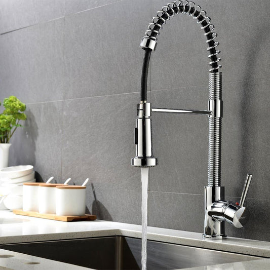 Home Modern High Arch Prep-Rinse Spring Sprayer Pull Down Pull Out Kitchen Sink Mixer Tap