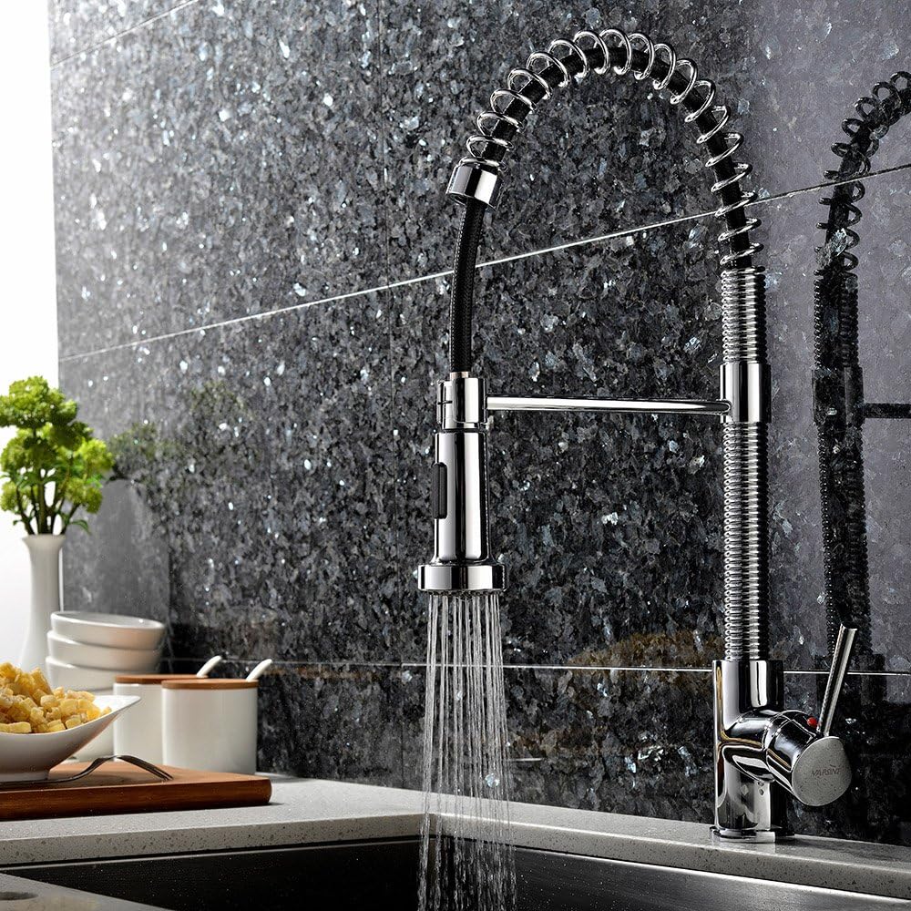 Home Modern High Arch Prep-Rinse Spring Sprayer Pull Down Pull Out Kitchen Sink Mixer Tap