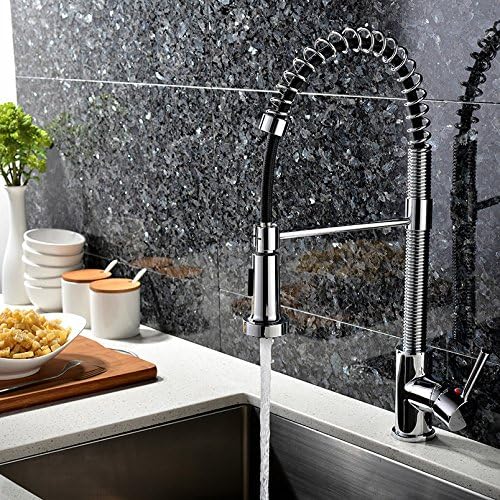 Home Modern High Arch Prep-Rinse Spring Sprayer Pull Down Pull Out Kitchen Sink Mixer Tap