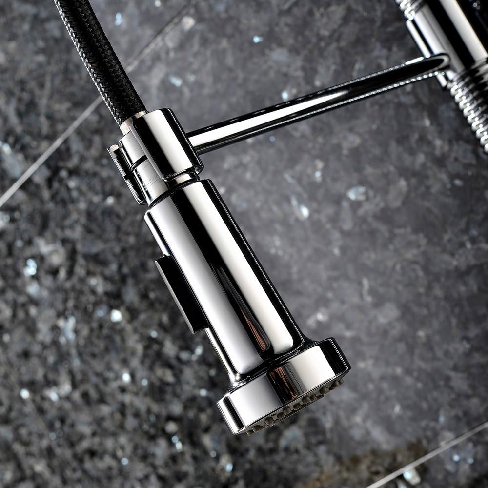 Home Modern High Arch Prep-Rinse Spring Sprayer Pull Down Pull Out Kitchen Sink Mixer Tap