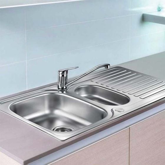 Leisure Sinks Linear 1.5 Bowl Recessed Kitchen Sink with Drainer