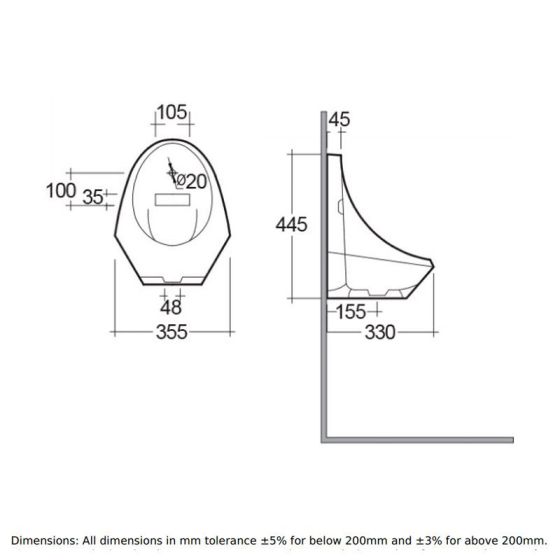 RAK Ceramics Jazira Urinal with Wall Bracket
