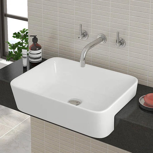 Salou White Semi Recessed Basin - 480x375mm
