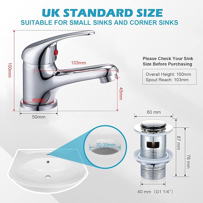 WasserRhythm Basin Mixer Tap with Pop up Waste