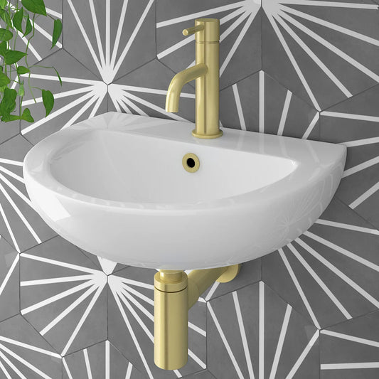 Anzio Round Ceramic Wall Hung Cloakroom Basin - 455mm Wide