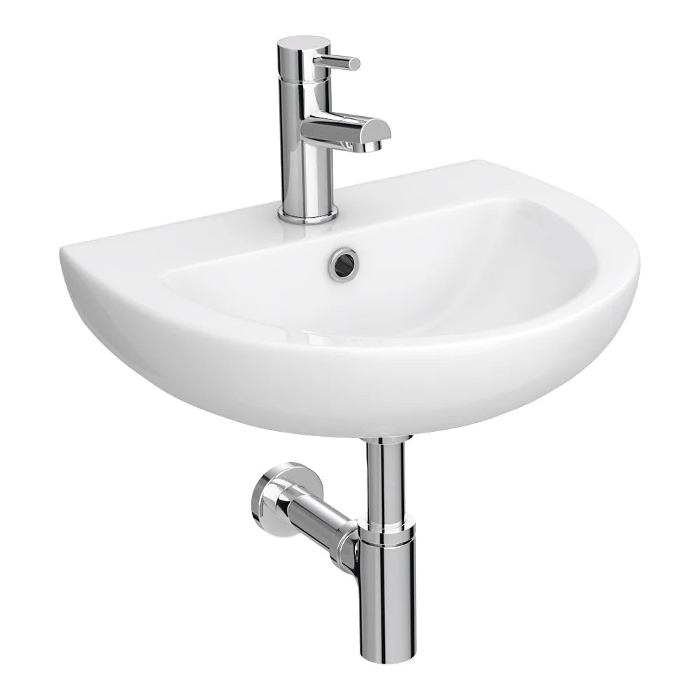 Anzio Round Ceramic Wall Hung Cloakroom Basin - 455mm Wide