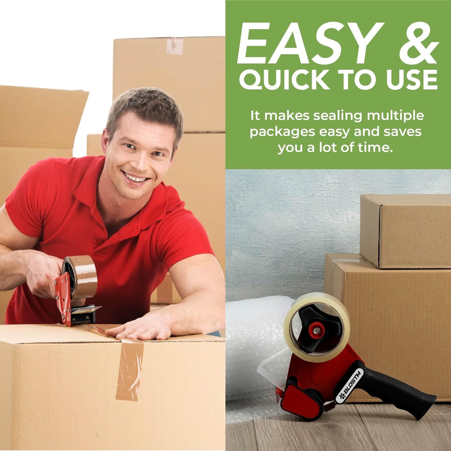 BLOSTM Tape Gun & Mixed Packing Tape 6 PCS