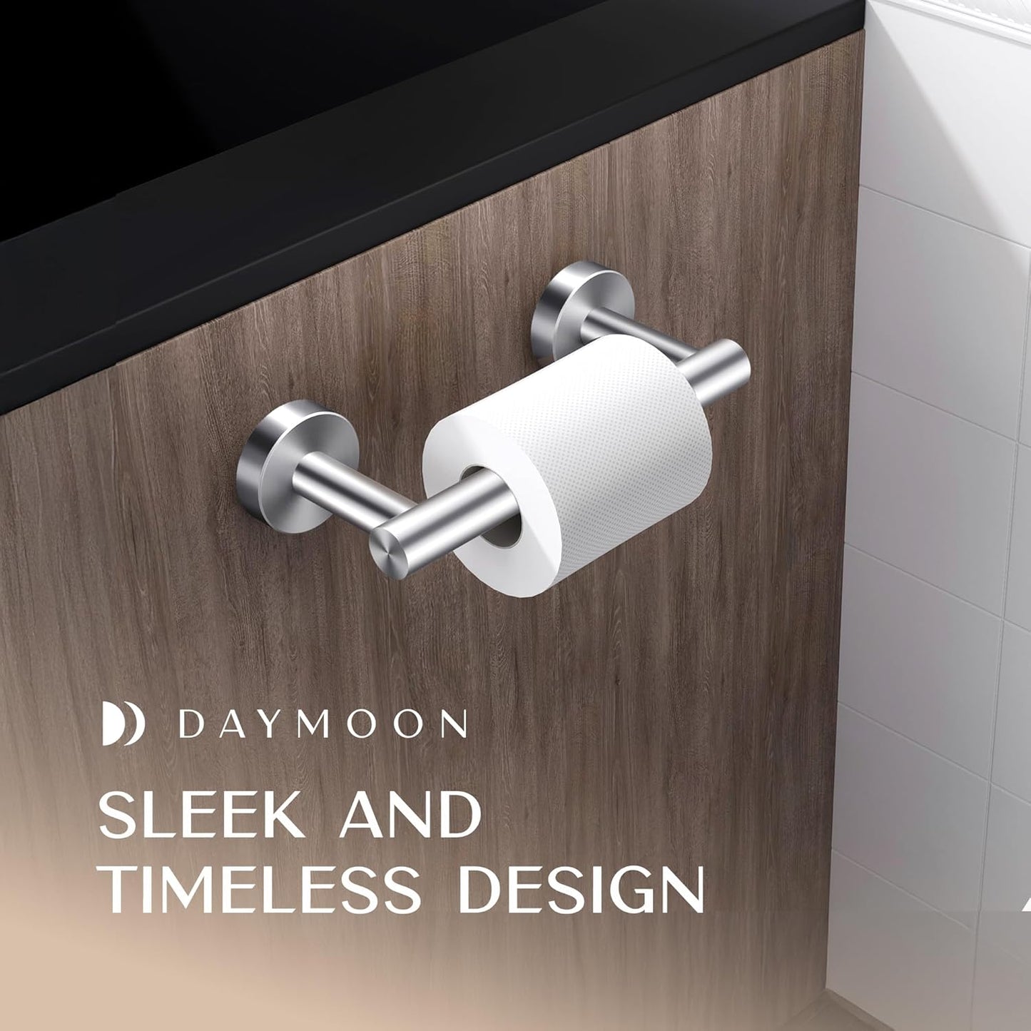 Day Moon™ Chrome Toilet Roll Holder - Brushed Nickel