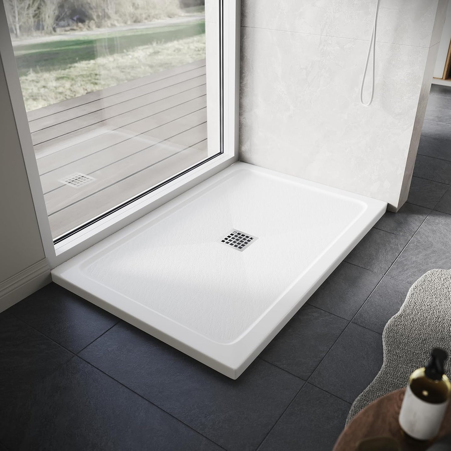 ELEGANT SMC While Rectangular Shower Base Tray (1200 x 800 x 40 mm)