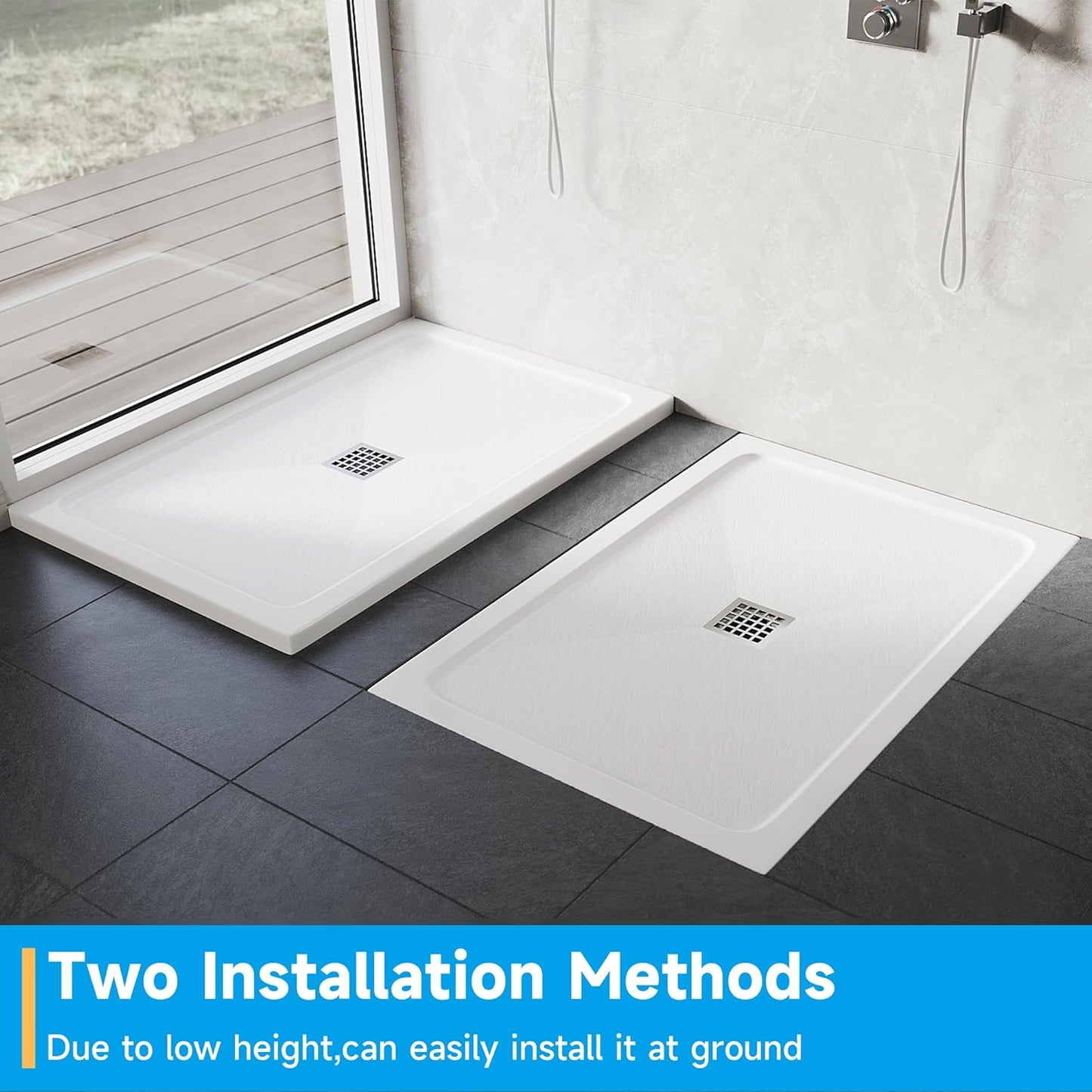 ELEGANT SMC While Rectangular Shower Base Tray (1200 x 800 x 40 mm)