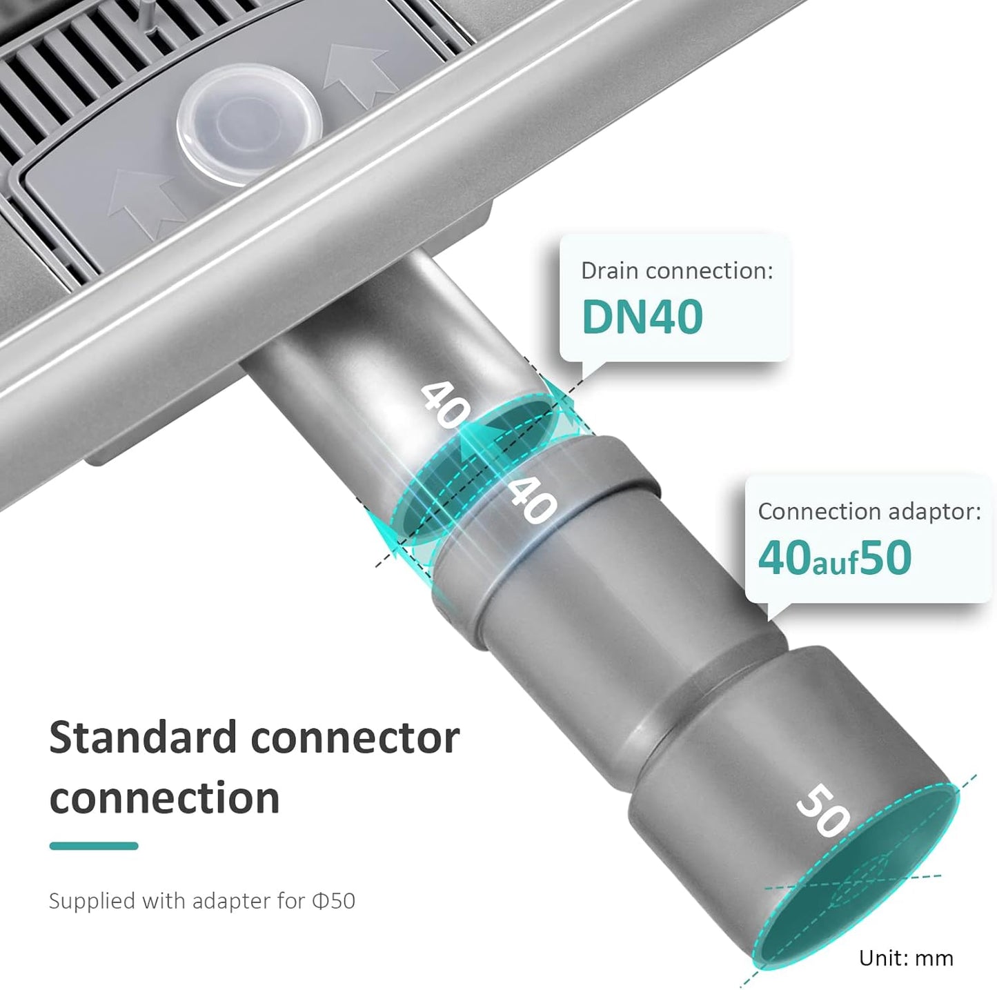 EMKE Invisible Linear Floor Shower Drain - 600mm Stainless Steel with Odor Stop and Hair Strainer