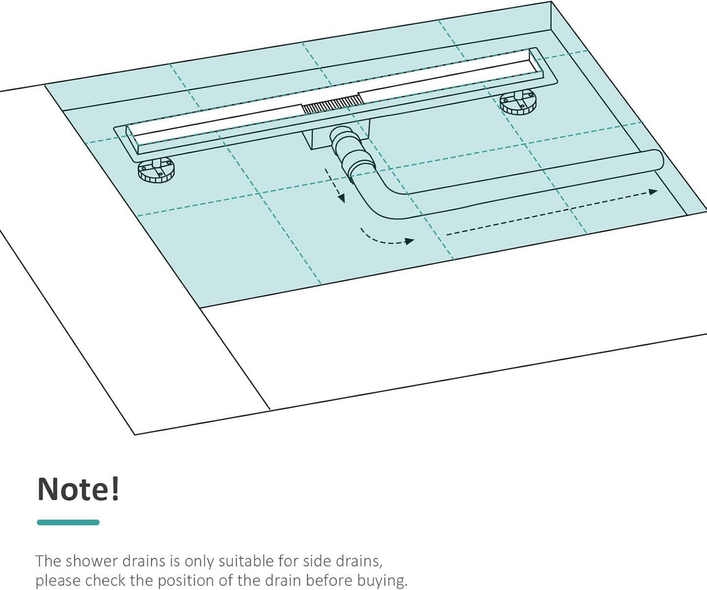 EMKE Invisible Linear Floor Shower Drain - 600mm Stainless Steel with Odor Stop and Hair Strainer