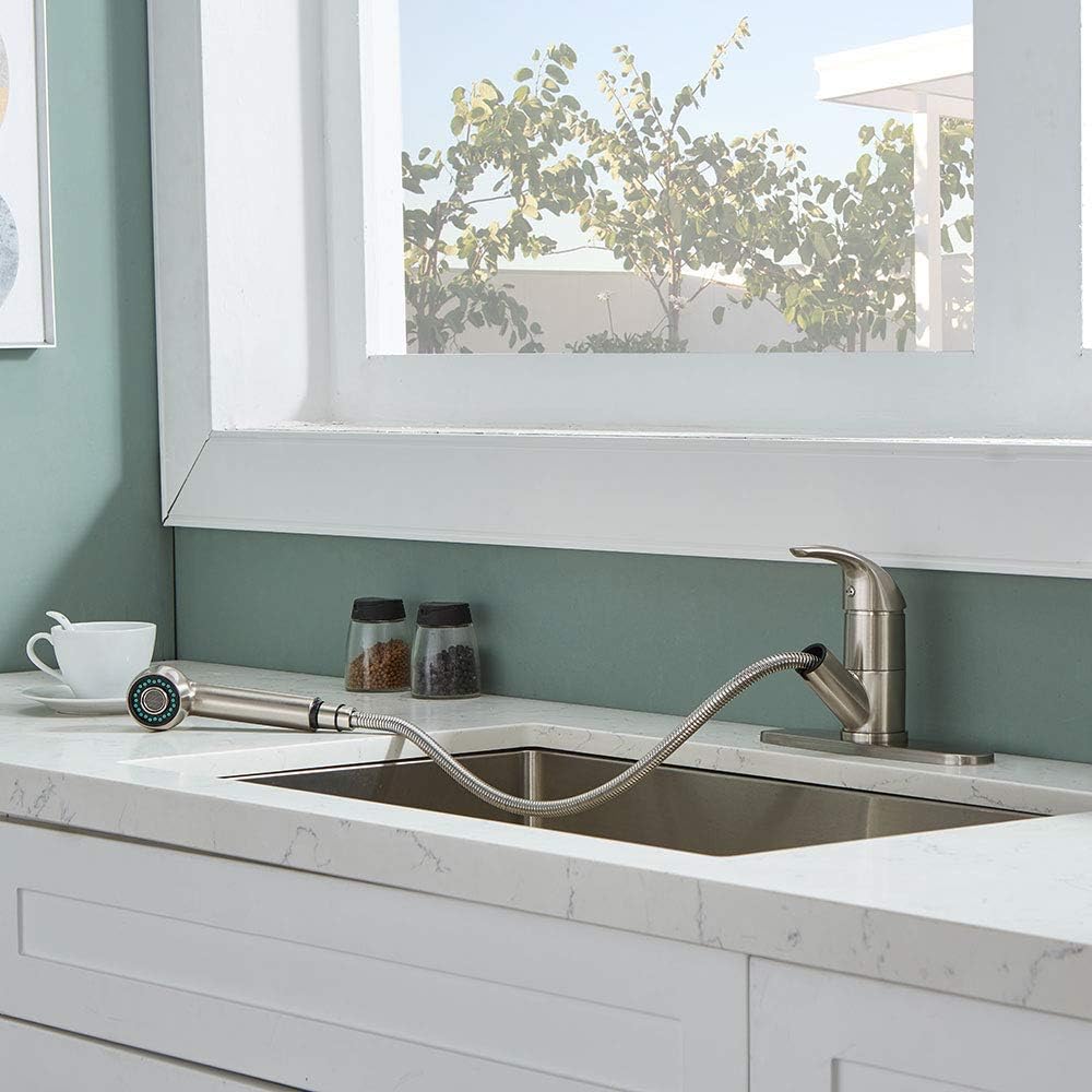 Modern Single Lever Single Hole Stainless Steel High Arch Prep-rinse Spring Sprayer