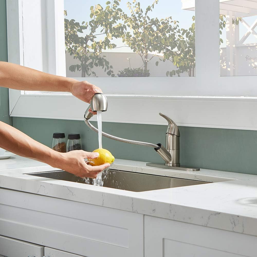 Modern Single Lever Single Hole Stainless Steel High Arch Prep-rinse Spring Sprayer