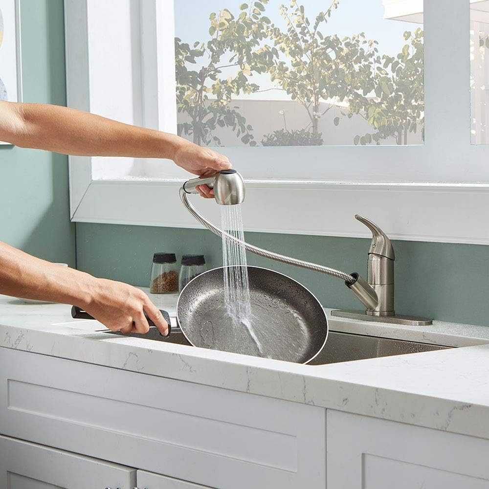 Modern Single Lever Single Hole Stainless Steel High Arch Prep-rinse Spring Sprayer