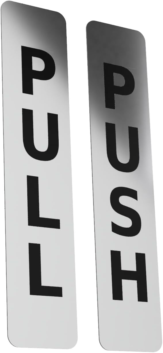 SILVER Push Pull Set Pair of Door Signs