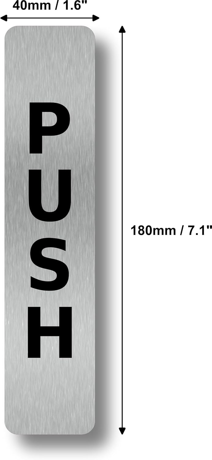 SILVER Push Pull Set Pair of Door Signs