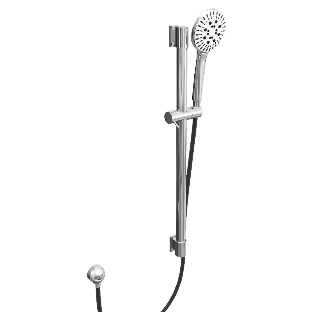 Round Slide Rail Kit with Flat White Shower Head - Chrome