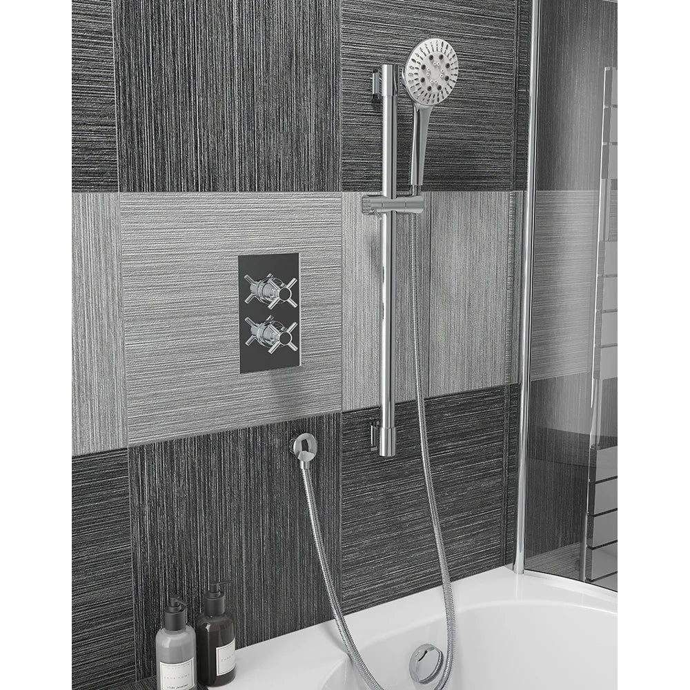 Round Slide Rail Kit with Flat White Shower Head - Chrome