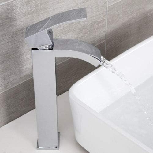 Modern Chrome Bathroom Waterfall Tall Basin Mono Mixer Tap