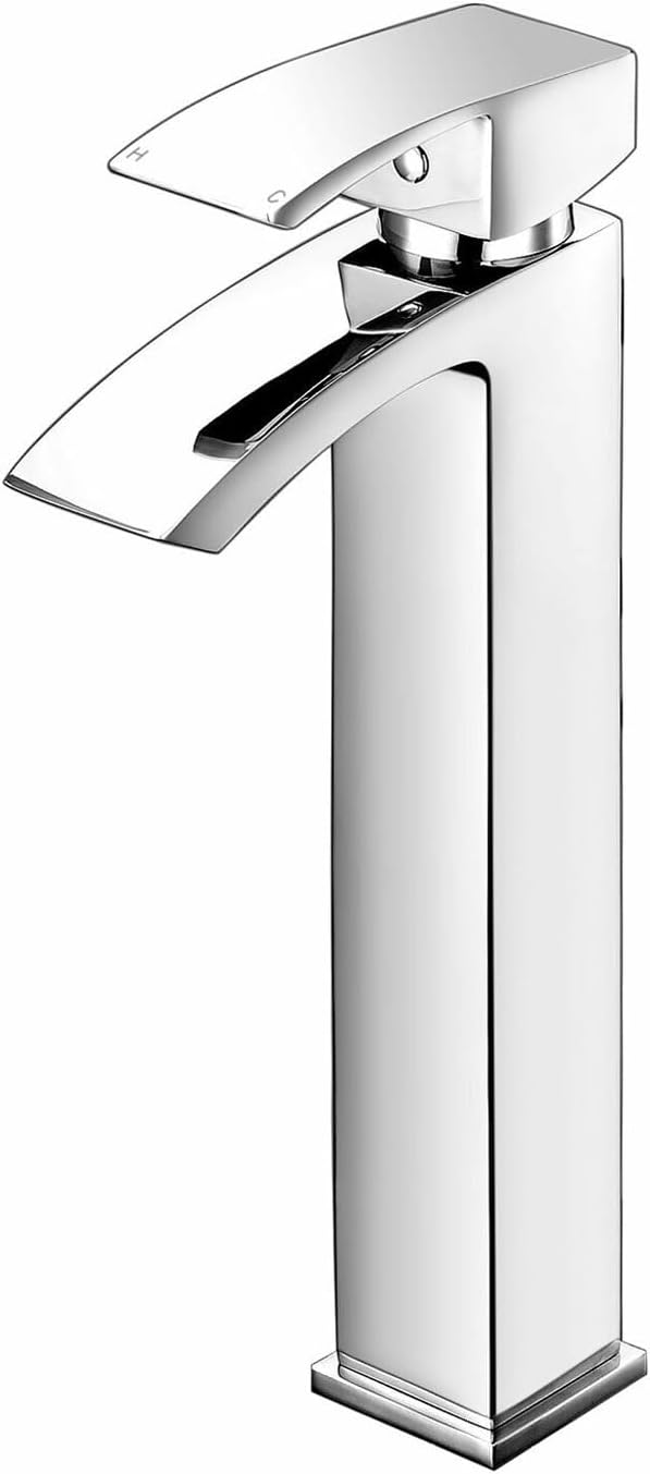 Modern Chrome Bathroom Waterfall Tall Basin Mono Mixer Tap