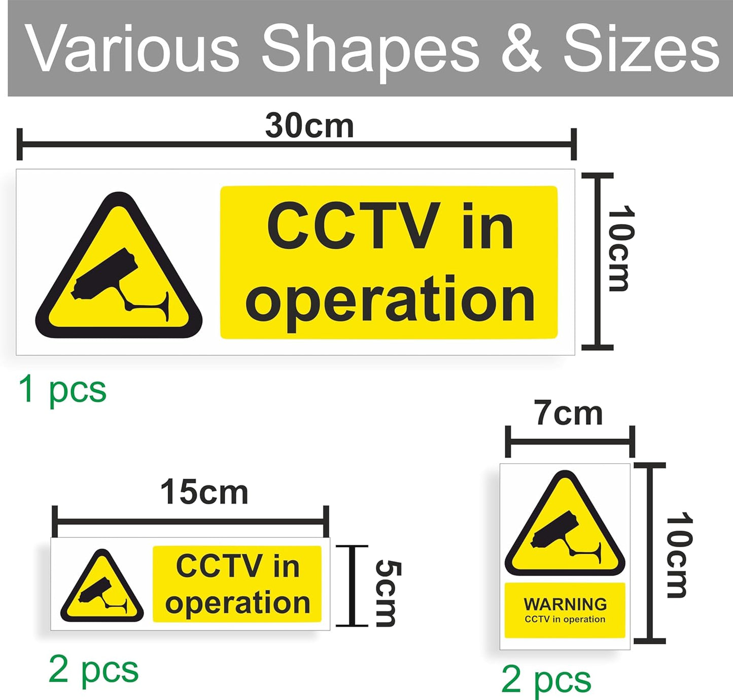 CCTV Stickers For Commercial and Domestic Use 5-PACK Security Signs