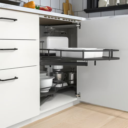 UTRUSTA Crnr base cabinet pull-out fitting, grey, 128 cm