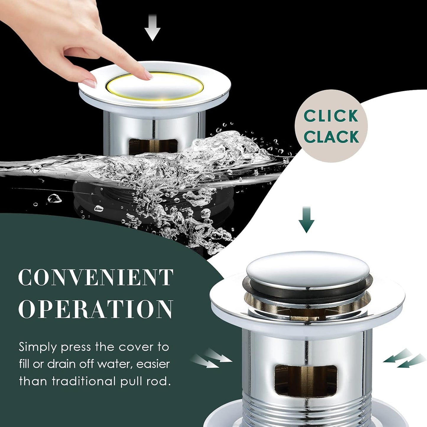 Wasserrhythm Pop up Basin Waste Slotted Click Clack Plug