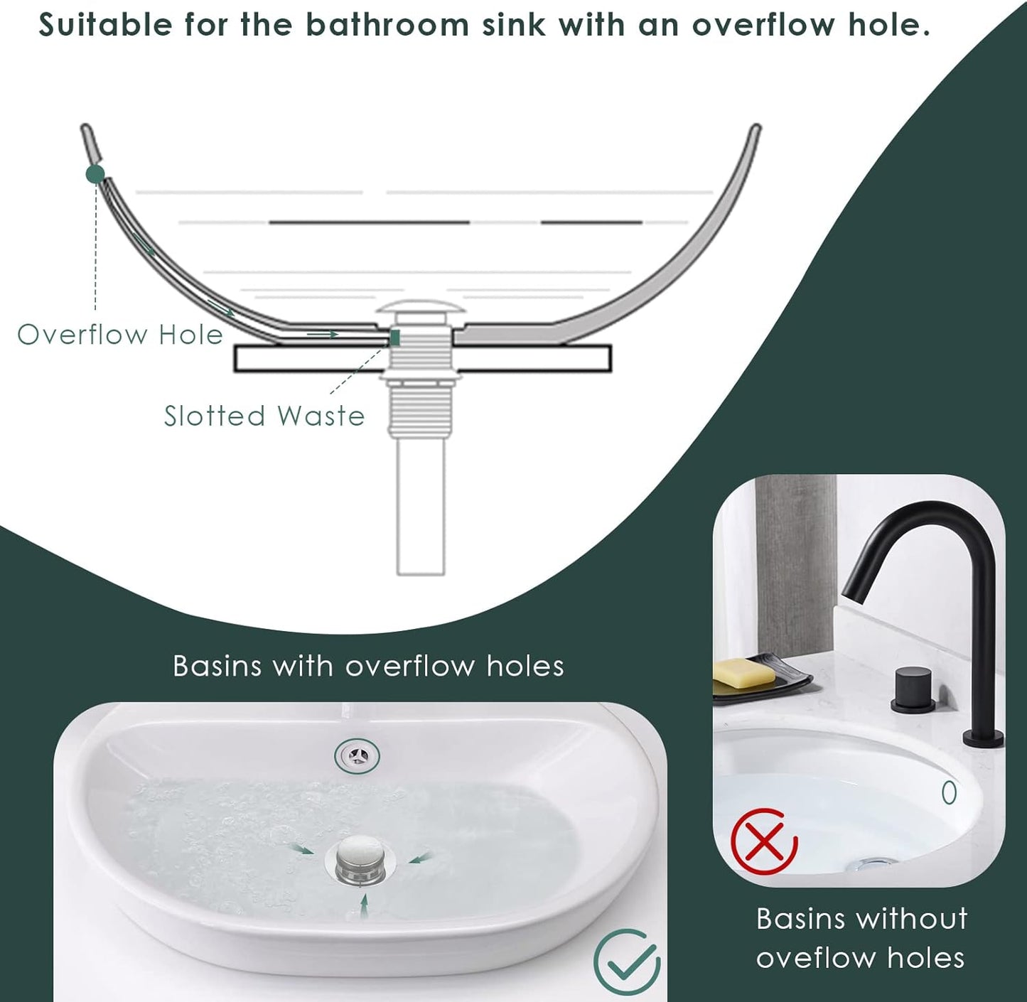 Wasserrhythm Pop up Basin Waste Slotted Click Clack Plug